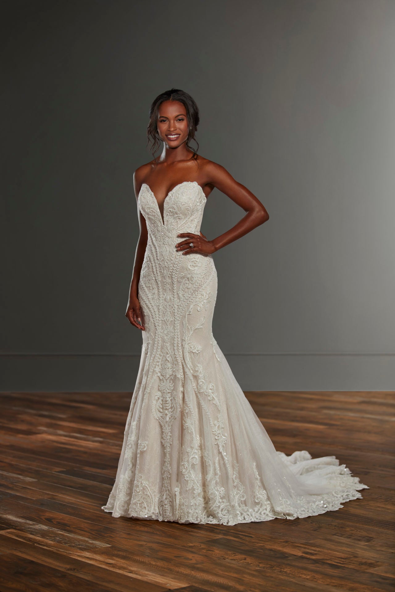 Graphic lace hotsell wedding dress